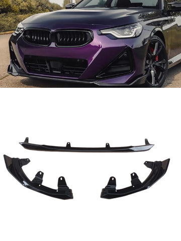 For 2022-2025 BMW G42 230i M240i Performance Style Front Bumper Lip Spiltter Gloss Black